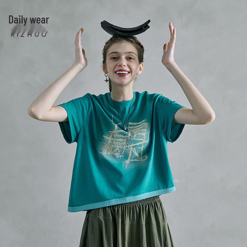 RIZHE Original Graffiti Print Short Sleeve T-Shirt