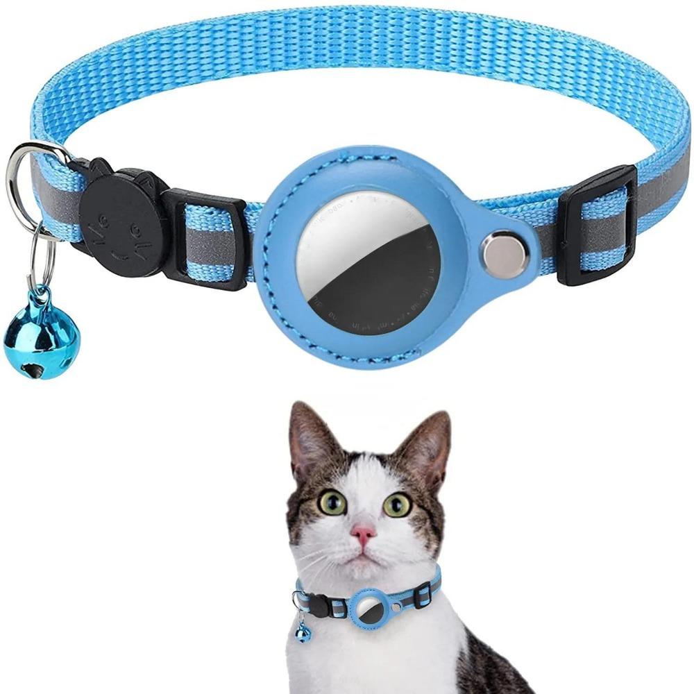 Cat AirTag Holder Halsbånd Breakaway Refleksstrimler Justerbar kattungehalsbånd Vanntett Cat Bell Collar Pet Air Tag Case