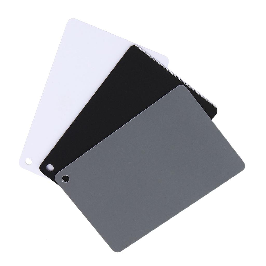 3 In 1 18percent  Digital Photography Exposure Color Balance Card Set Gray White Black