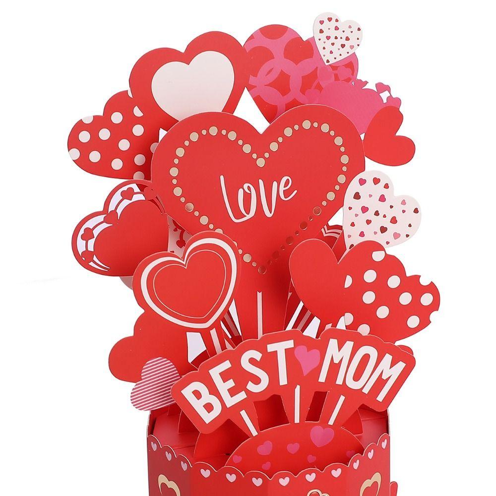 Romantic Mother's Day Greeting Card Blessing Creative 3D Award Cup Greeting Cards Paper Sculpture with Envelope