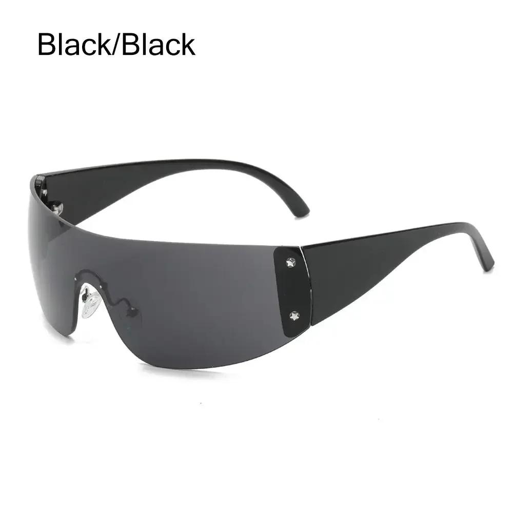 Punk Oversized 2000's Eyewear Rimless Shades Goggles 1pc Sun Glasses Star Y2K Sunglasses