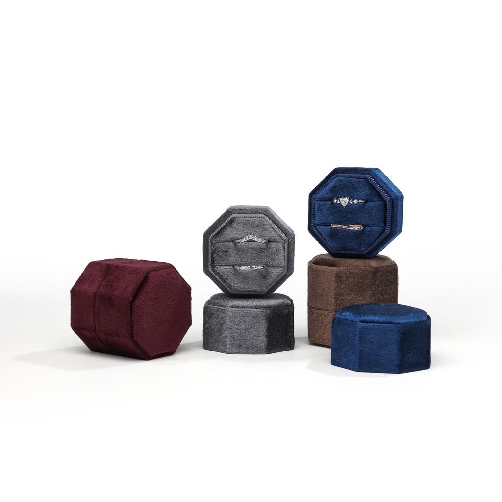 Octagonal Velvet Jewelry Box for Wedding or Proposal Rings
