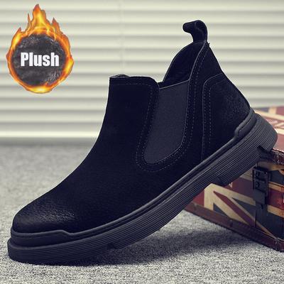 2024 Schuhe für Herren Herbst Winter Stiefel Street Klassisch Wildleder Echtes Leder Freizeitschuhe Herren Slipper Plüsch Chelsea Boots
