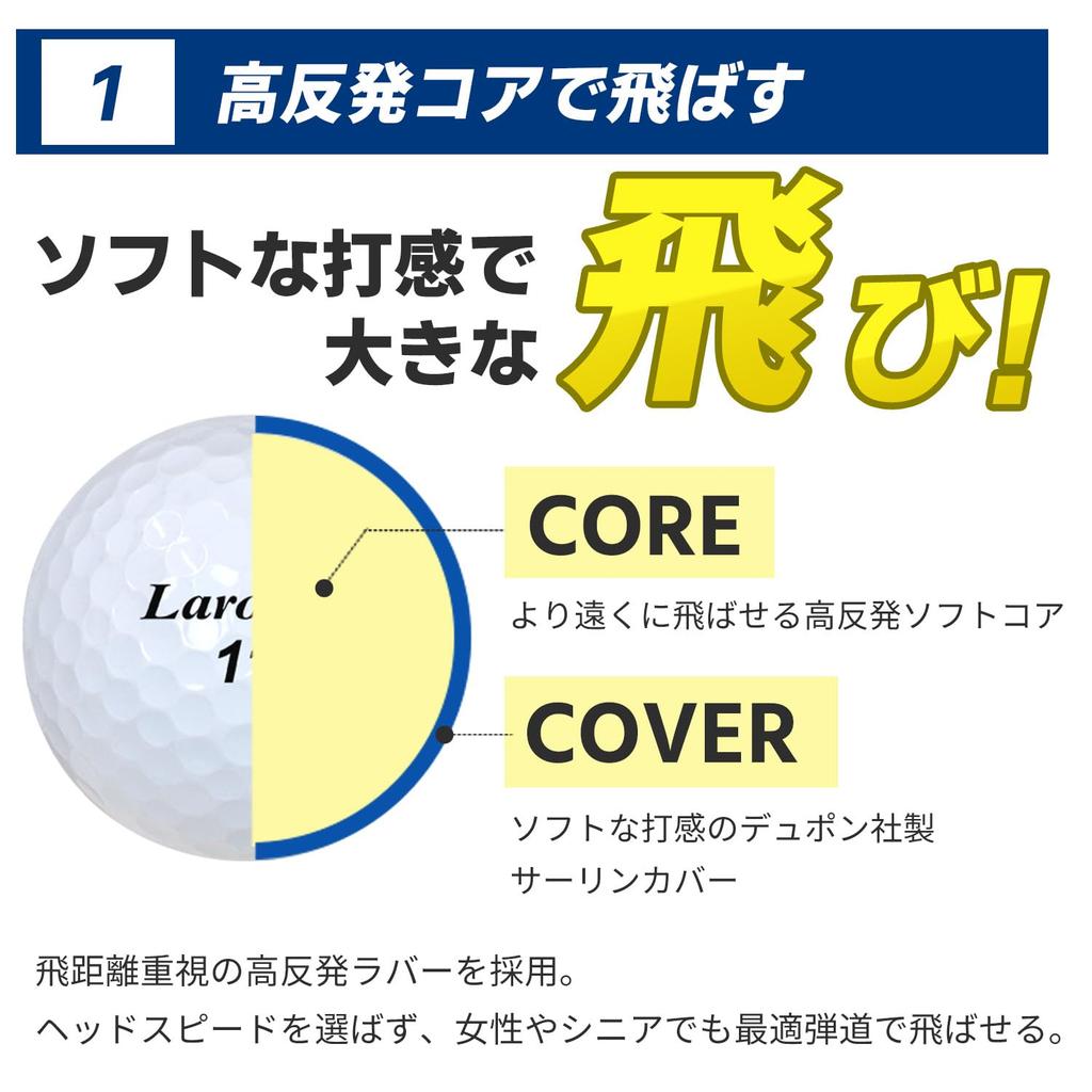 Výrobce Direct Golf Shop Larouge Larouge S1 WHITE LONG DISTANCE Golfový míček Original Ball 3 Dozen Set (36 míčků) Bílý (Bílý (3 tucet))