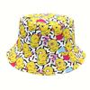 Summer Fisherman Hat Double Sided Yellow Travel Duck Bucket Hats Sunshade Anti-UV Breathable Reversible Foldable Beach Hat