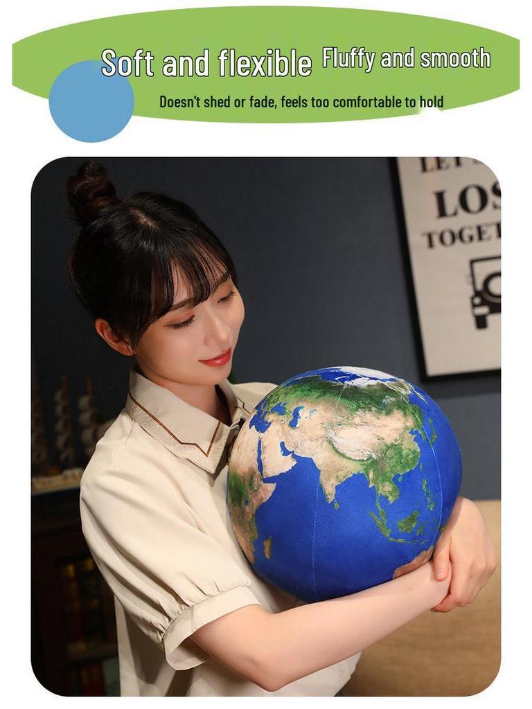 Round Earth & Planet Plush Toy Set - Children's Cognitive Pillow and Ornament