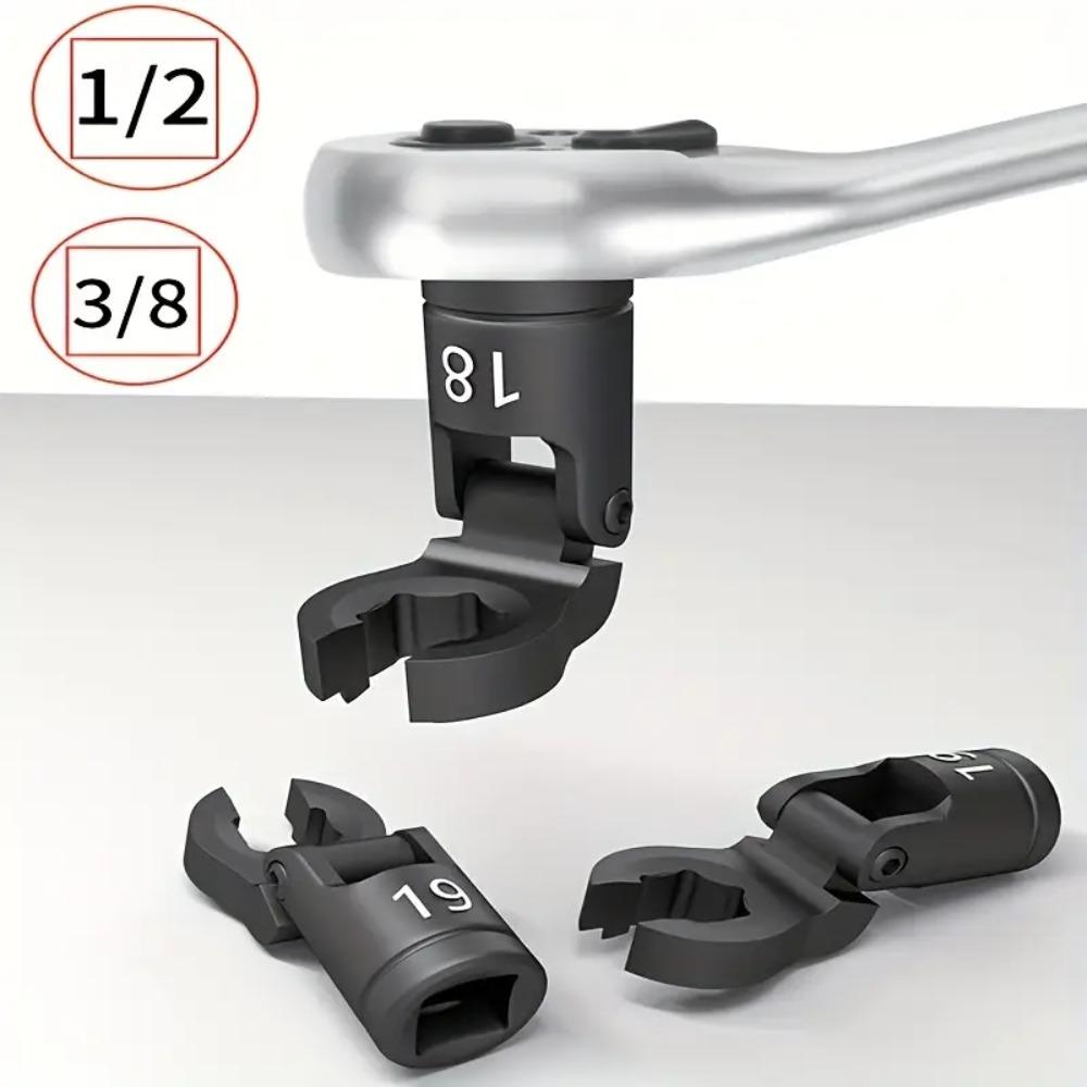 6pcs Oil Pipe Wrench Set Interchangeable Head for Construction Site Machine Repair Home Maintenance