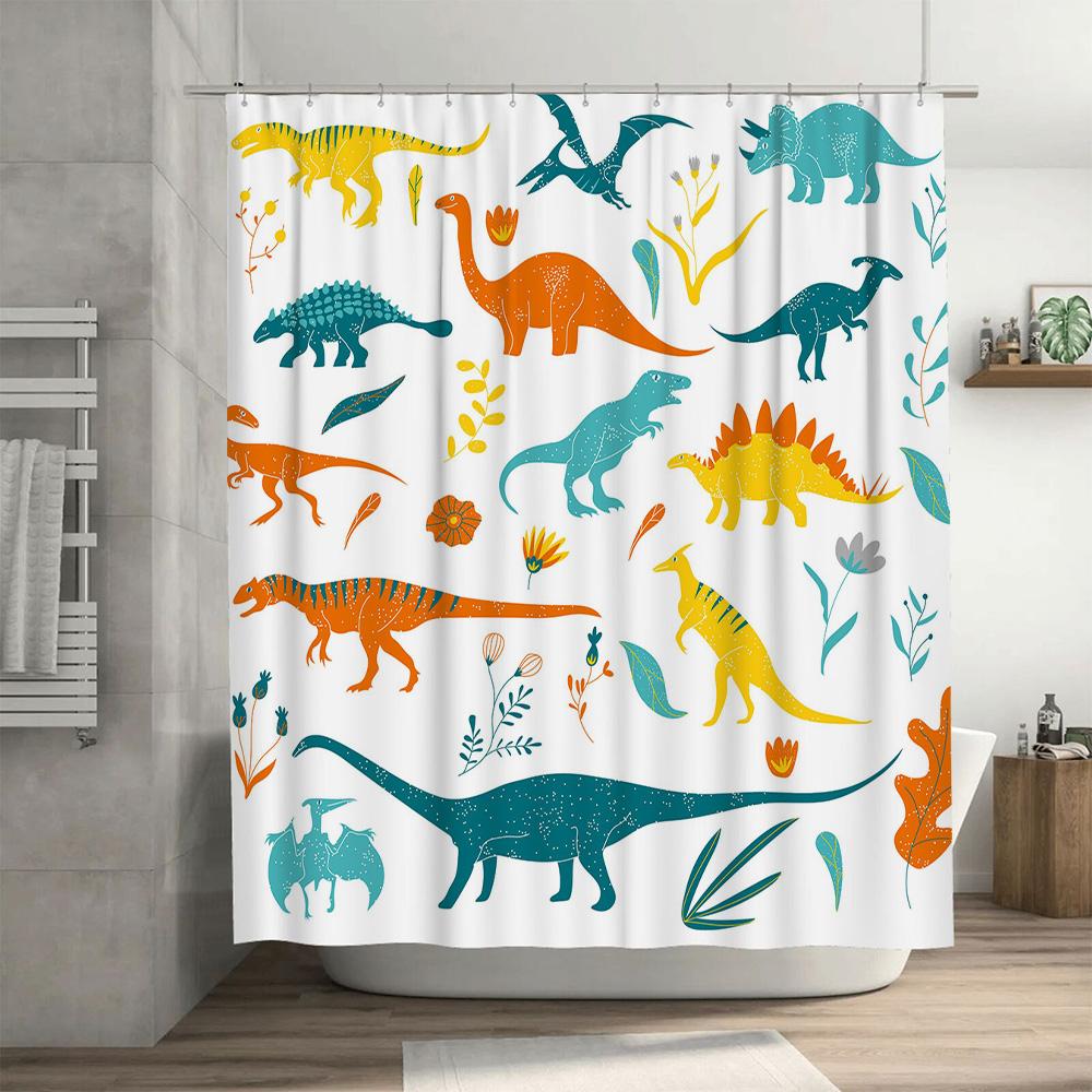 Stylish Vibrant Dinosaur Shower Curtain Perfect Addition for Your Bathroom Decor