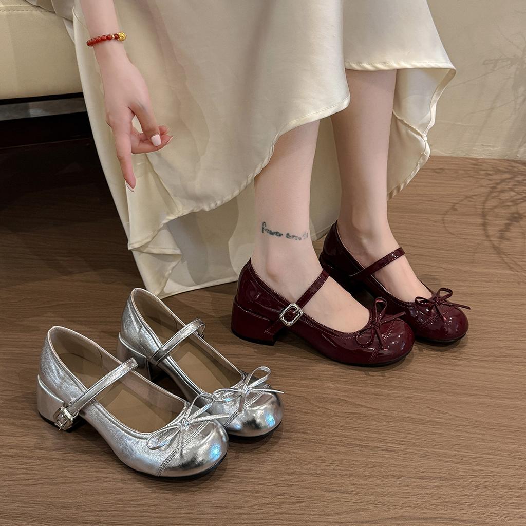 French Flat-bottomed Bow Mary Jane Small Leather Shoes Women's 2025 Spring New Versatile Gentle Matching Skirt Single Shoes
