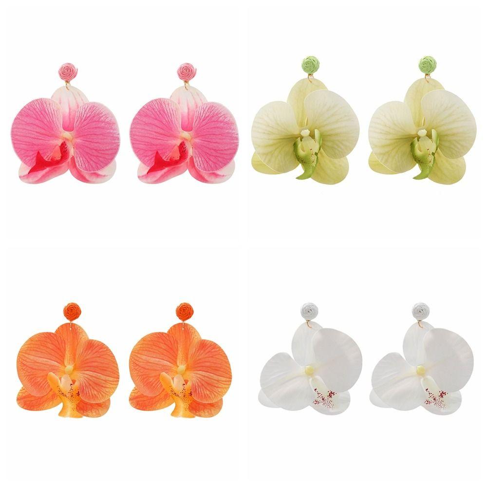 Korean Style Flower Earrings Exaggerated Flower Drop Earrings Butterfly Orchid Earrings  Wedding