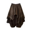 Women's High-Waisted Black Mesh Midi Skirt - A/W Fluffy A-Line Design