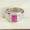 Ruby Emerald Cut Gemstone With 925 Sterling Silver Ring For Men's #B767 JL375692904019