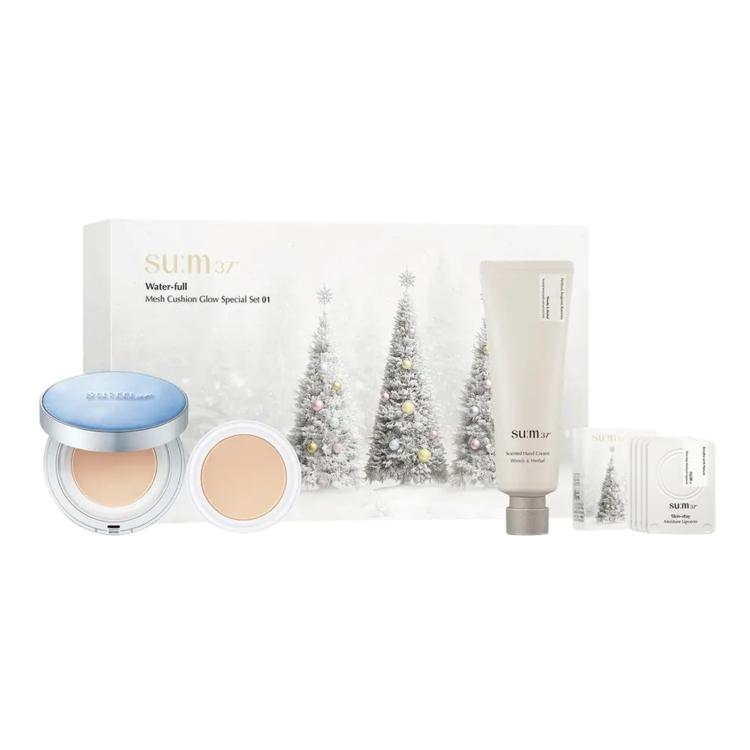 

[SU:M37] Holiday Edition Waterful Mesh Cushion Set 13g (+13g Refill, 70ml Hand Cream, 5 x 0.5ml Lip Serum) Hydrating & Glowing Skincare Set