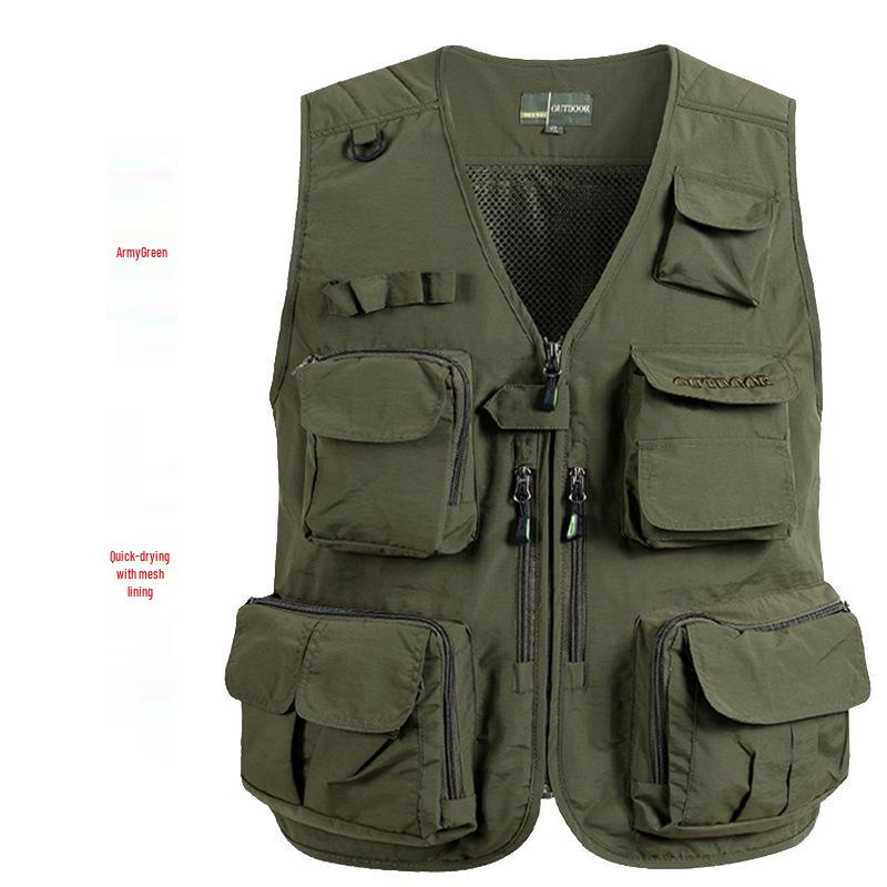 Men's 7XL Quick-Dry Mesh Vest With Multi-Pockets - Breathable Summer Wear