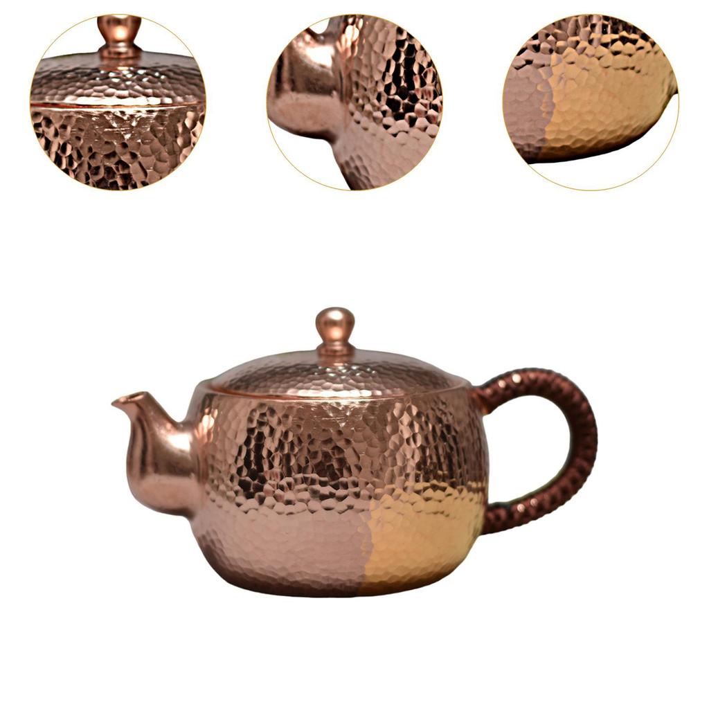 Copper Teapot with Handle Tea Infuser Tea Maker Kettle Stovetop Teapot Teawear for Home Kitchen Outdoor Picnic Tea Lovers Gift