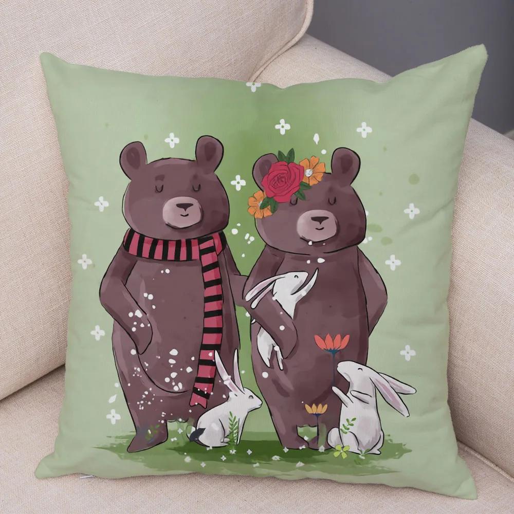 Home Decoration Colorful Cartoon Panda Bear Kids Sofa Car Pillow Cover Cute Animal Cushion Cover funda de almohada