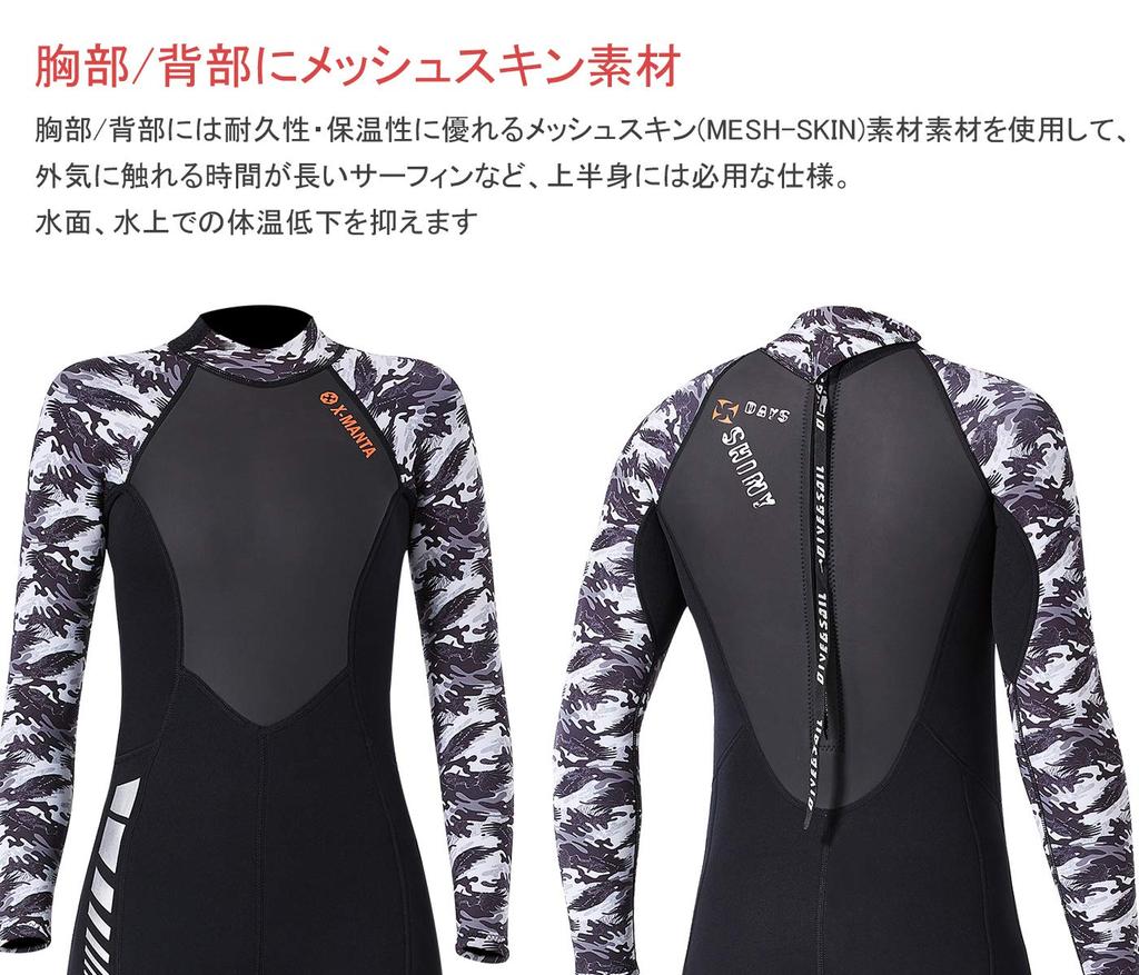 Men's 3mm Neoprene Full-Suit Wetsuit, One-Piece, Back Zip, for Diving, Surfing, and Fishing, Classic Style, AWS19848
