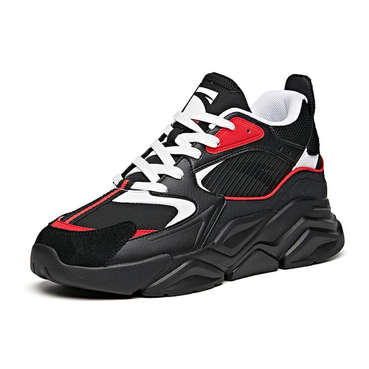 Anta Life Collection Slip Resistant Abrasion Resistant Low top Chunky Sneakers Men's Black White Red 912048821-3