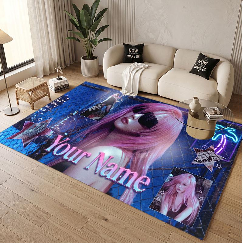 Custom Name Crystal Velvet Rug,aespa Comfortable Anti Slip Floor Mat For Room Decoration