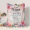 1pc To Niece Love Envelope Blanket, Lightweight Flannel Throw For Sofa, Bed, Travel, Camping, Livingroom, Office, Couch, Chair, And Bed,