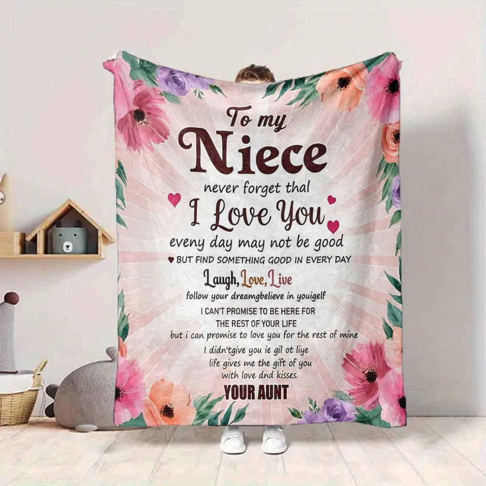 1pc To Niece Love Envelope Blanket, Lightweight Flannel Throw For Sofa, Bed, Travel, Camping, Livingroom, Office, Couch, Chair, And Bed,