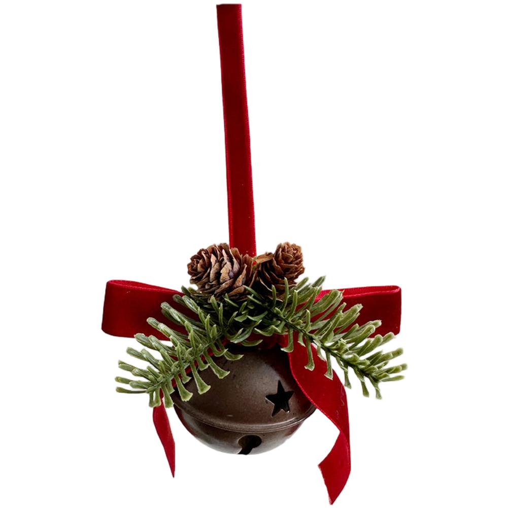Dekorativer Glocken-Kranz Anhänger mit Tannenzapfen Beeren und Schleife Hängender Schmuck für Baum Auto Feiertag Saisonale Deko