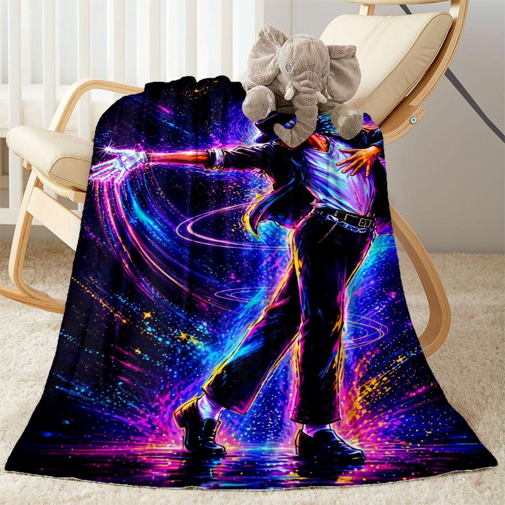Michael Jackson Vibrant Pop Icon Portrait Blanket Warmthful Decor Suitable For Chair Sofa Bedding For All Occasions Digital Print Birthday Christmas G