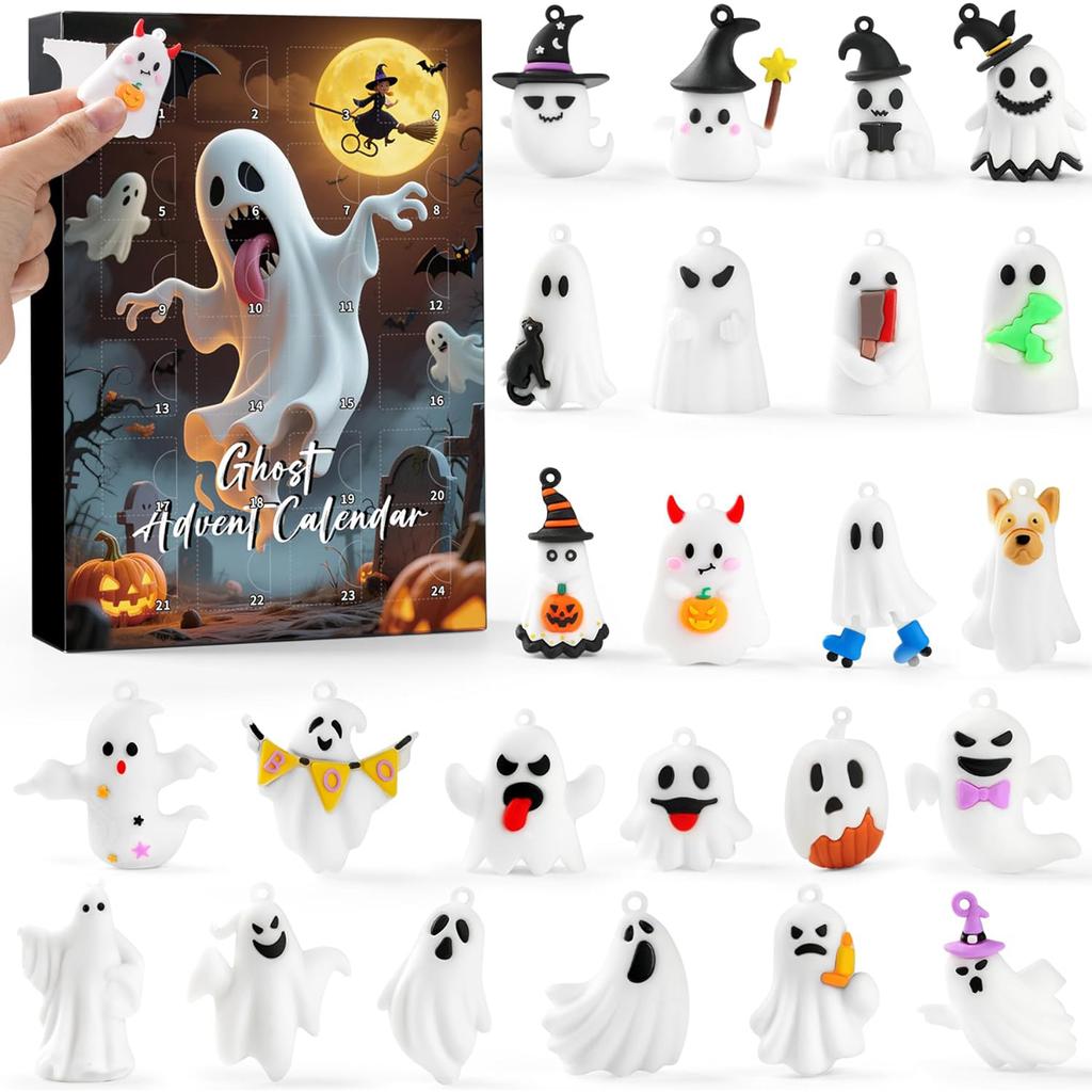 Halloween Advent Calendar,24 Day Halloween Countdown Calendar With 24Pcs Collectible For Kids Boys Girls Adult Teens, Ornaments Decoration