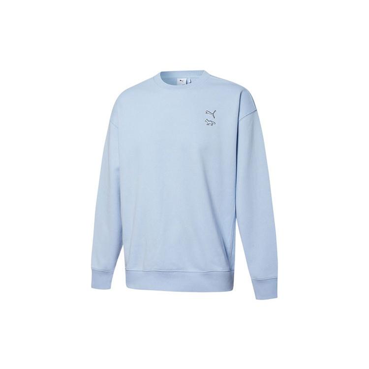PUMA x Maison Kitsune Unisex Round-neck Sweatshirt Blue Men s 532324-92 XS
