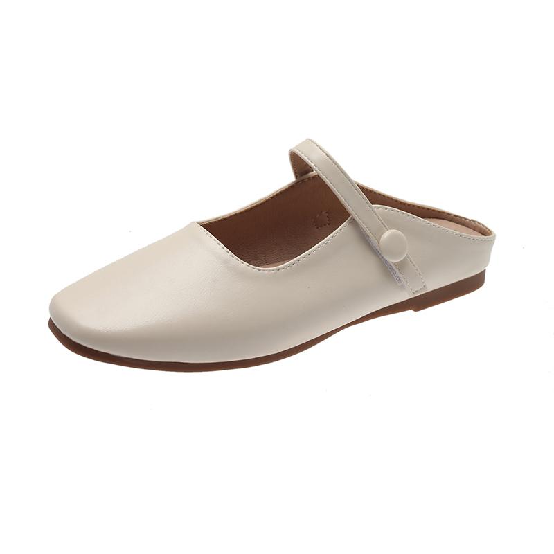 New Style Pure Color Baotou Slippers Women Fashion Simple and Comfortable Low Heel Women Shoes Casual Luxury Muller Shoes Women