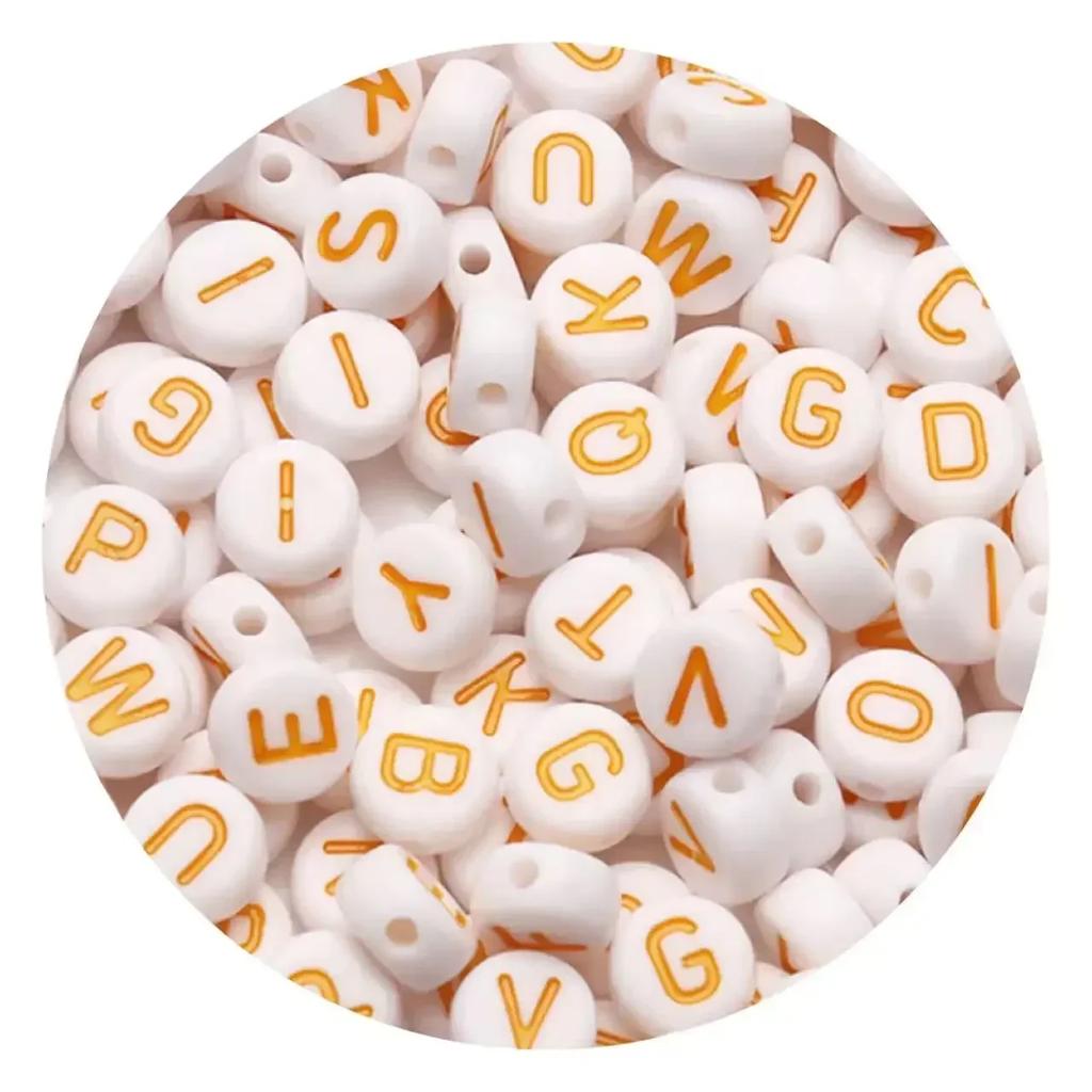 100/200/300/500pcs Acrylic Mixed Color Letter Beads Round Loose Spacer Russian Beads For Jewelry Making Diy Handmade Bracelet