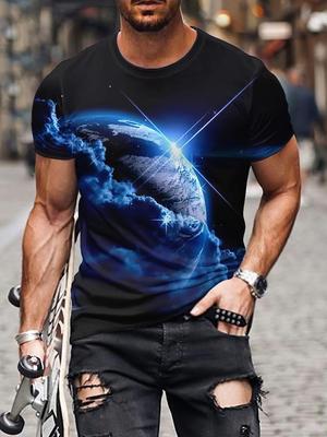 Męski kolorowy T-shirt z krótkim rękawem z wzorem z nadrukiem 3D, letni casualowy pulower, męska moda, luźny rękaw, top
