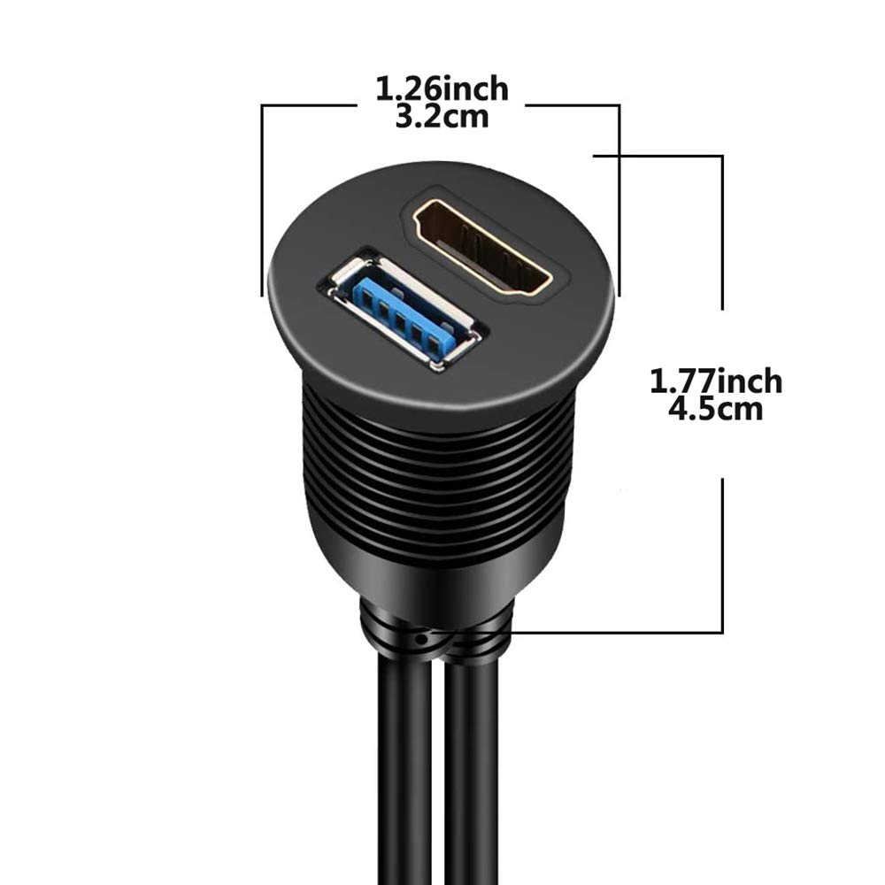 Timloon Car HDMI & USB3.0 Extension Panel USB 3.0 Input Port & HDMI Input
