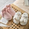Women's Winter 2026 Cotton Plush Rabbit Fur Slippers - Indoor Home Style