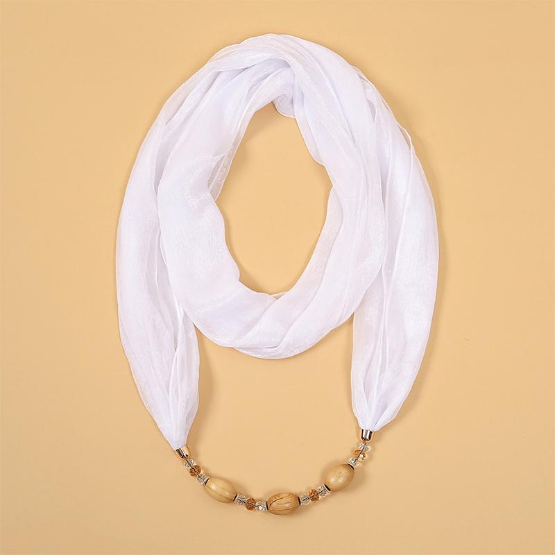 RUNMEIFA Solid color Jewelry Statement Necklace Pendant Scarf Women Bohemia Neckerchief Foulard Femme Accessories Hijab Stores