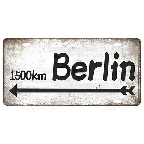 Vintage Berlin City Plate War Aluminum Sign Store Bar Metal Home Club Man Cave Pub Decor Painting Plaques Poster Wall Decoration
