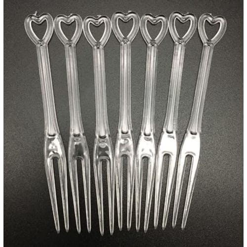 500 Disposable Plastic Cocktail Picks, Fruit Forks, Clear Heart Shape, Mini Cake Forks, Sticks, Party Supplies, Tasting, Appetizer Plates, Picks, Dess