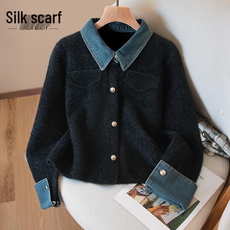 Women s Spliced Lapel Short Jacket One Size