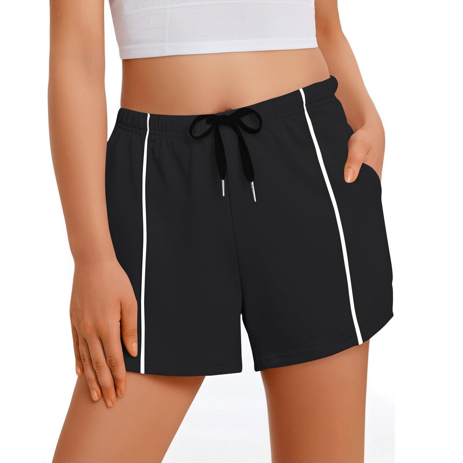 

Women s Summer Casual Sports High Waist Drawstring Shorts L чорний