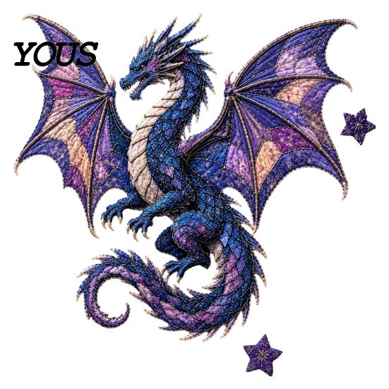 Beginner Sewing Materials Mythic Wilds DIY Patchwork Kit, Layered Fabric Art Dragon Handcrafted Wall Hanging Kit Phoenix Mythical Creature for