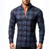Men Fashion Plaid Long Sleeve Casual Plus Size Mens Shirt