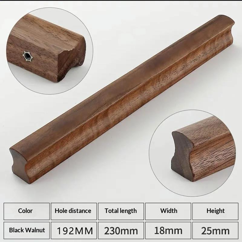 Drawer Knobs Kitchen Cabinets Pulls Long Handles Walnut Wooden Furniture Handle Cabinets and Drawers Dresser Knobs Wardrobe Pull