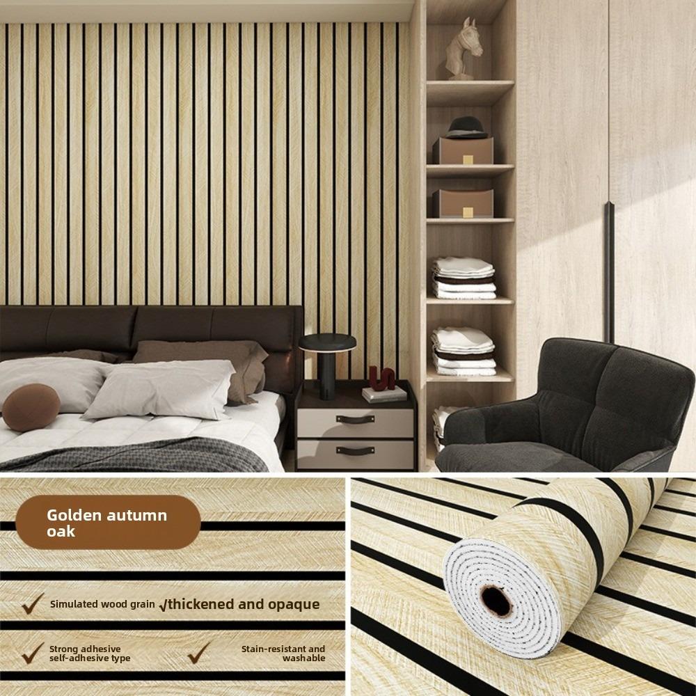 New Linear Wood Pattern 3D Foam Ceiling 0.6x3m Waterproof Wall Stickers Self-adhesive Peel and Stick Home Wallpaper