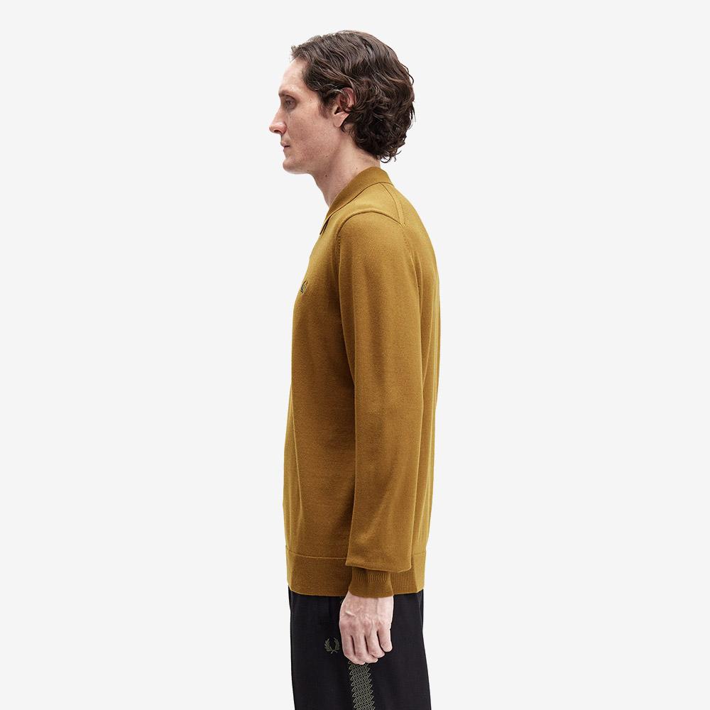 FRED PERRY [Sharp] Long Sleeve Classic Knit Shirt - Shaded Stone Afpm2534535-P96