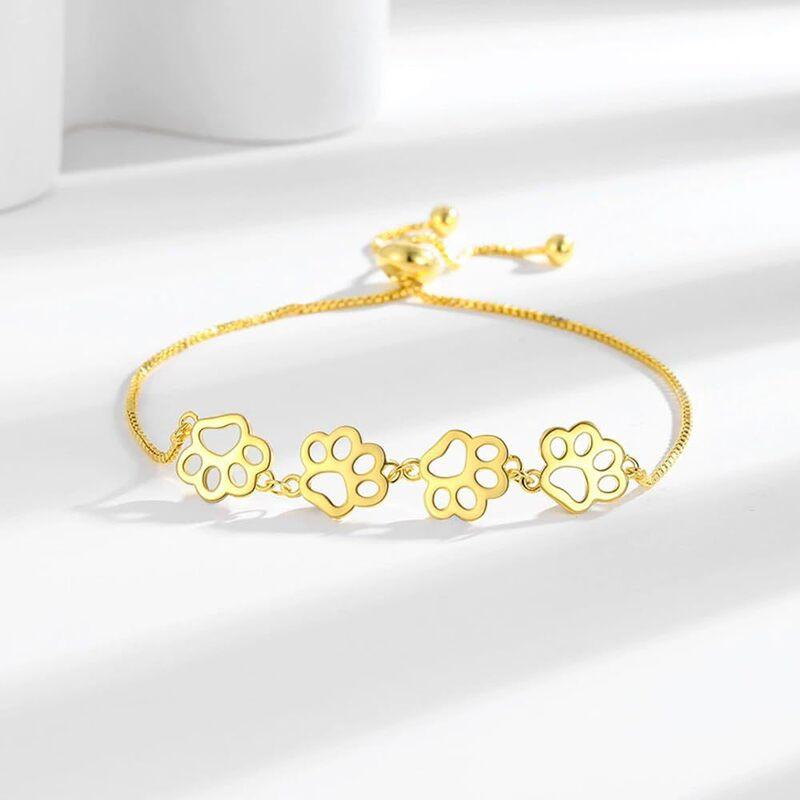 Adjustable Cat Paw Hollow Out Bracelet Women Fashion Minimalist Copper Alloy Jewelry With Gold Plating