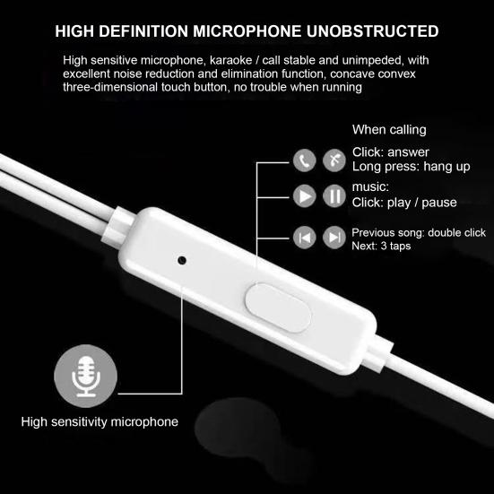 Wired Earphone In-ear Universal 3.5mm Stereo Sport Headset with Mic for Smartphone