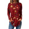 Women's Loose Round Neck Christmas Print Long Sleeve T-Shirt Top Pullover