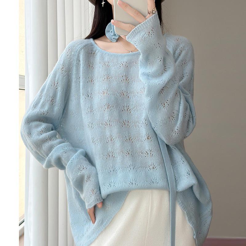 2026 Autumn/Winter Women's Pure Wool Loose Knit Sweater with Ribbon Detailing