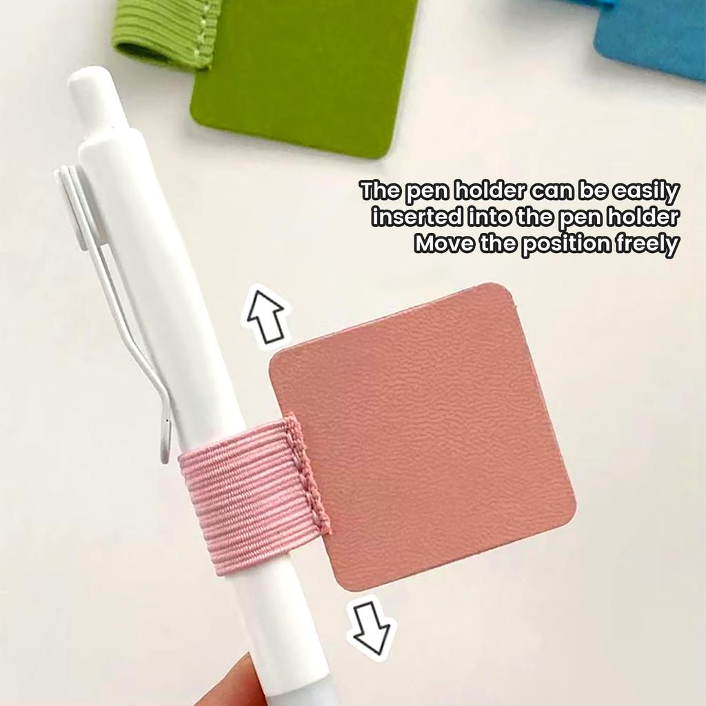 10pcs Self-adhesive Pen Holder 6 Color Pen Clip Protective Case PU Leather Notebook Elastic Loop Cover for Diary Planner Clip