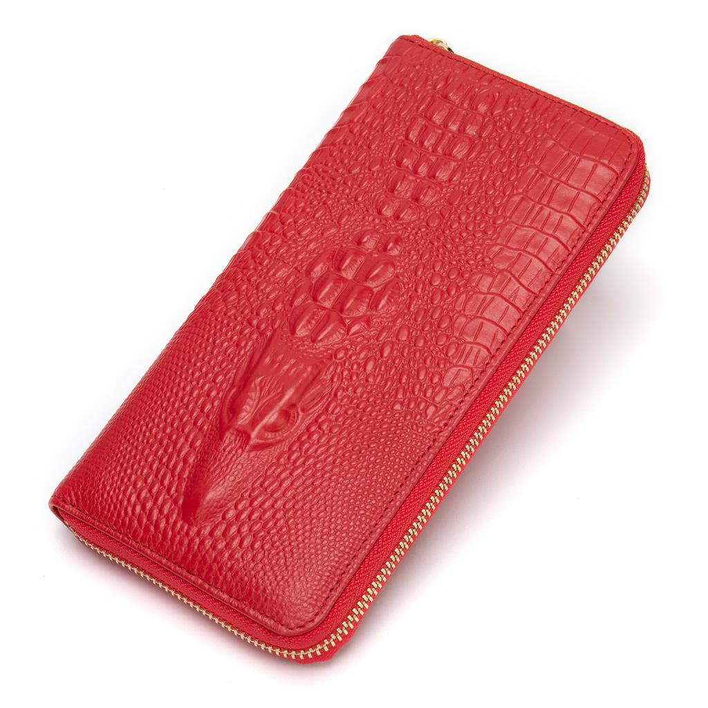 Long Wallet, Leather Alligator Pattern Business Multi-card Clutch Bag First Layer Cowhide Wallet Male